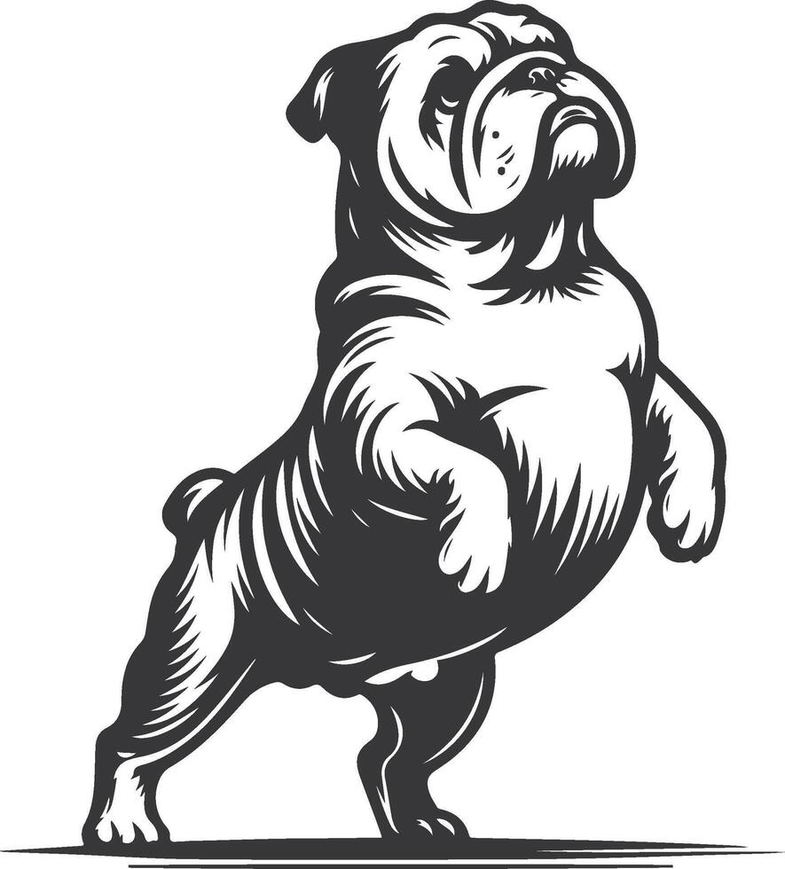 Standing on hind legs bulldog silhouette design. vector