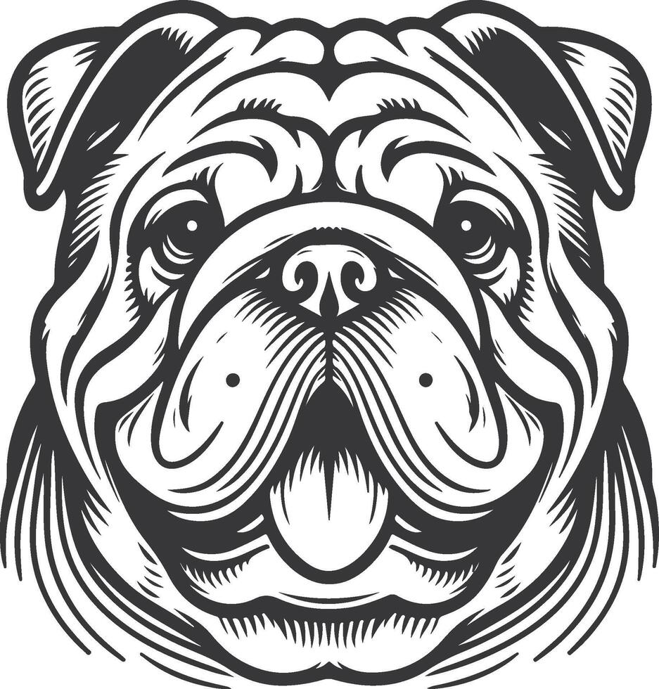Line art French bulldog illustration. Ink style, cute animal for print linear silhouette. vector