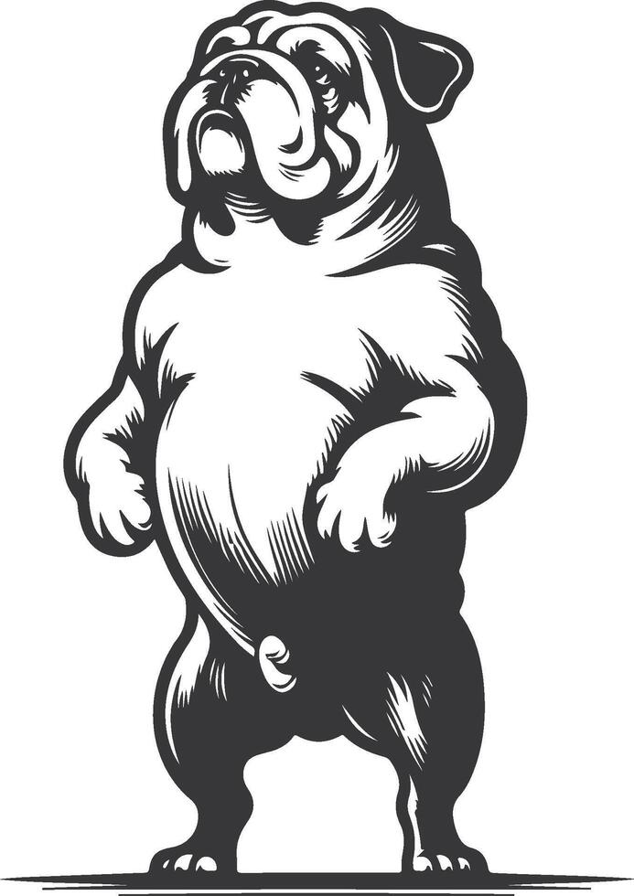 Standing on hind legs bulldog silhouette design. vector