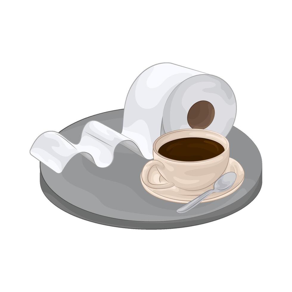 Illustration of coffee with tissue roll vector