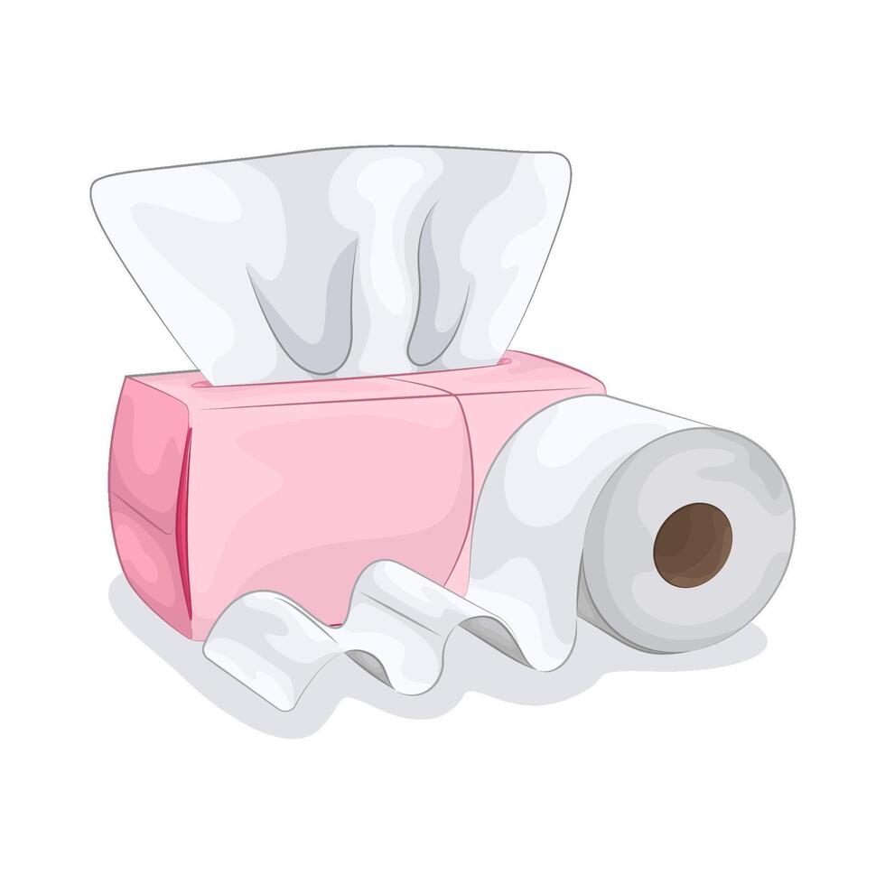 Illustration of tissue box and tissue roll vector