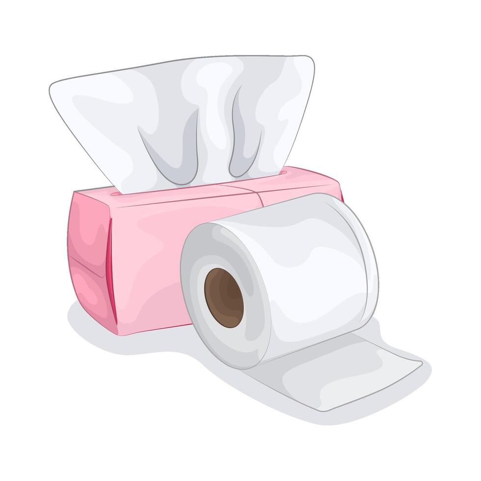 Illustration of tissue box and tissue roll vector