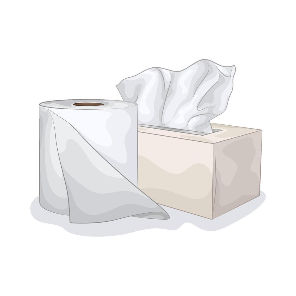 Illustration of tissue box and tissue roll vector