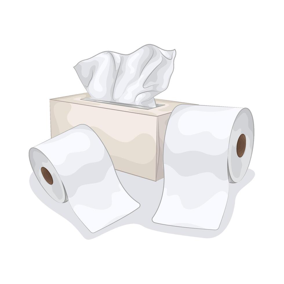 Illustration of tissue box and tissue roll vector