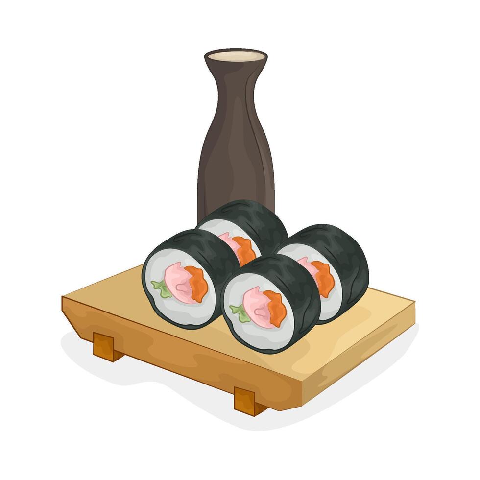Illustration of sushi roll vector