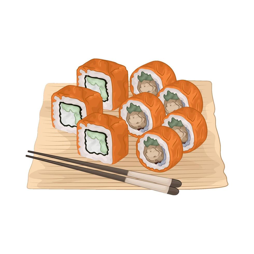 Illustration of sushi roll vector
