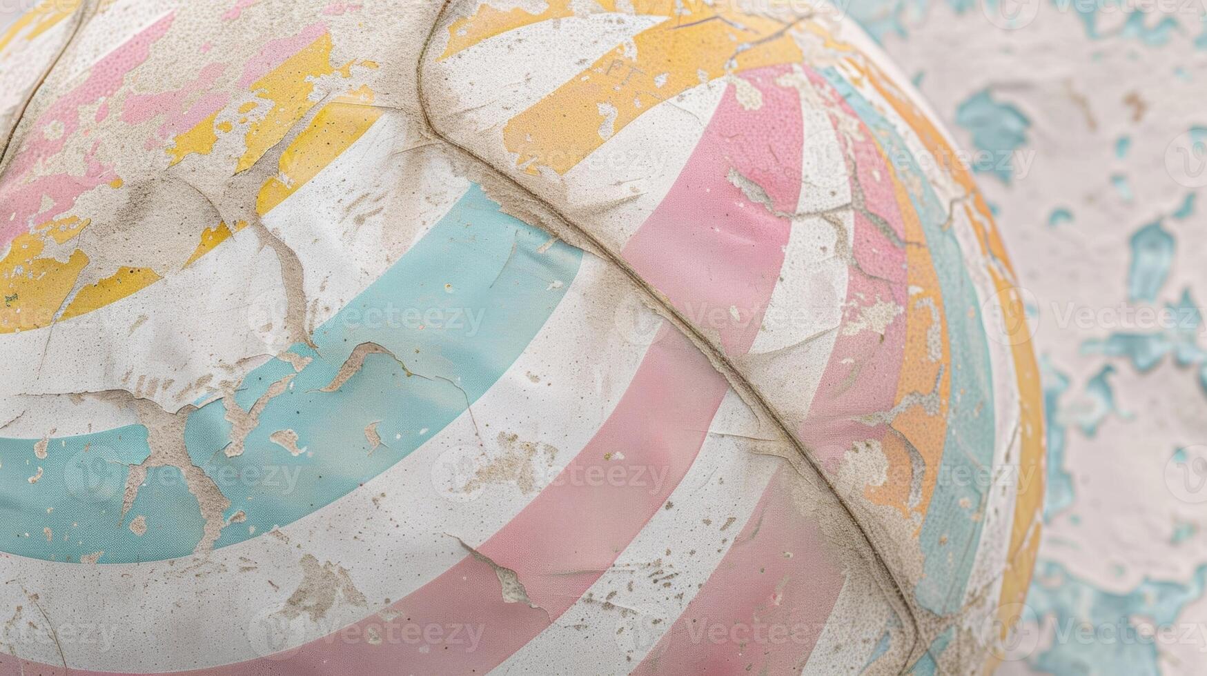 A retroinspired beach ball with muted pastel stripes and a faded worn look. Perfect for a game of catch on a sunny day at the beach photo
