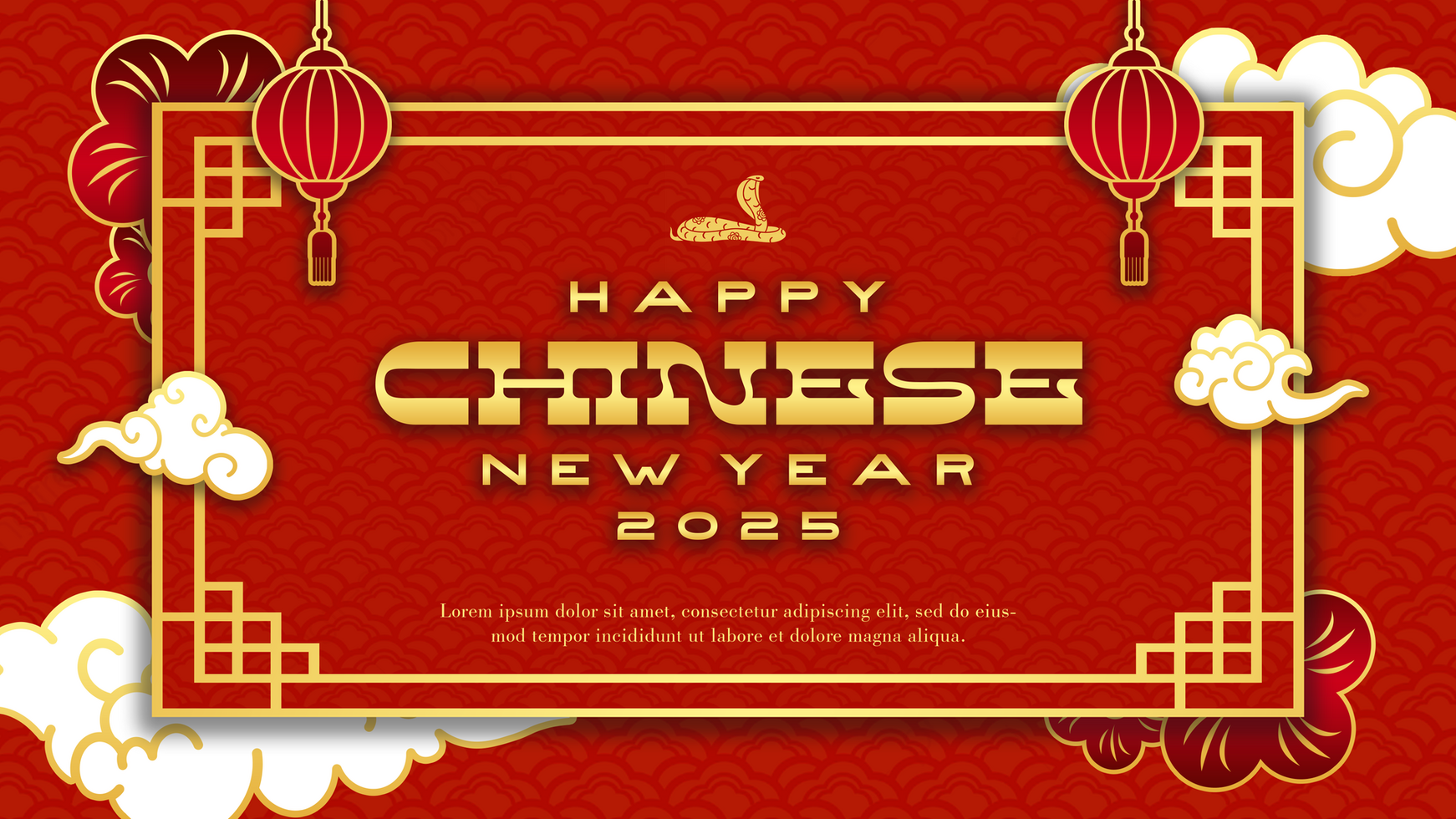 Chinese New Year Red Theme Greeting Banner Template psd