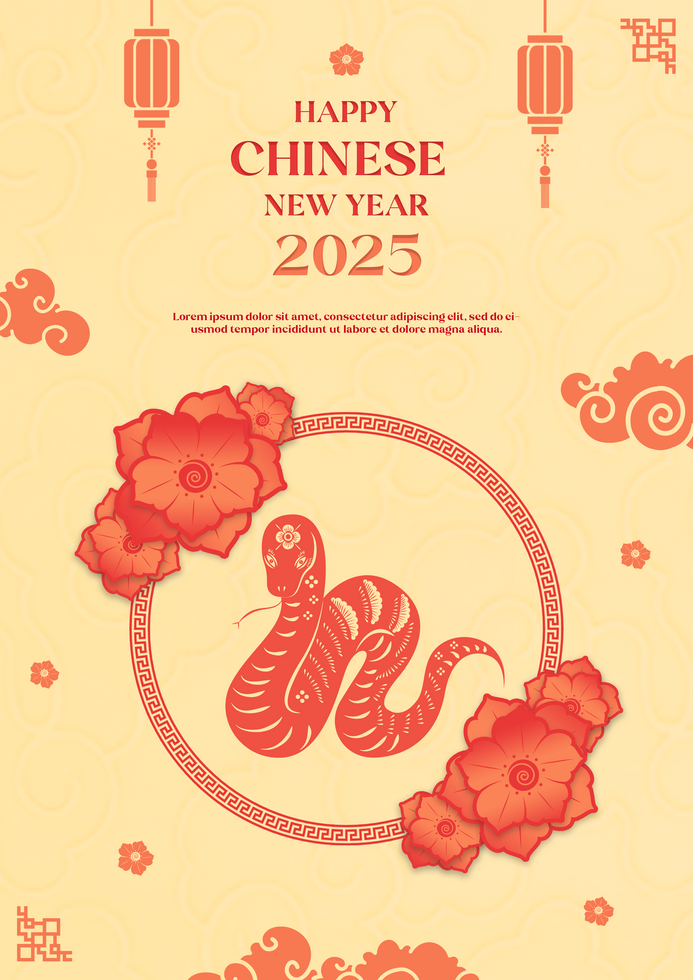Chinese New Year Greeting Flyer A4 Elegant Template psd