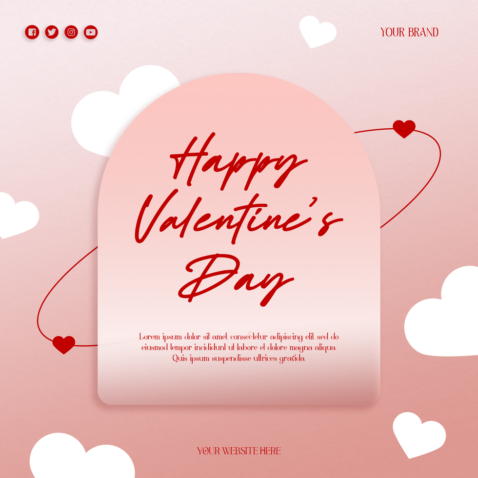 Valentine Greeting Card Gradient Design Social Media Post Template psd