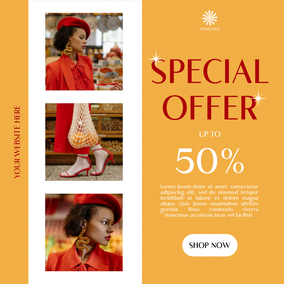 Red Luxury Social Media post fashion social media template psd