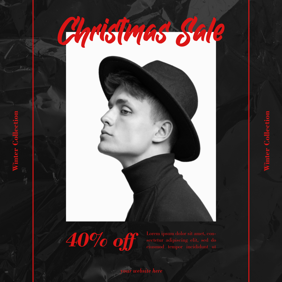 Christmas Sale Men Fashion product and discount offer Luxury Dark themes Social Media post Template psd