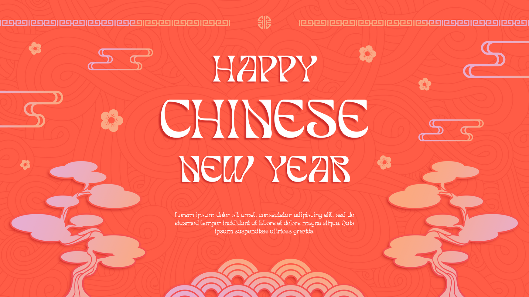 Chinese New Year Greeting Banner Elegant Theme Template psd