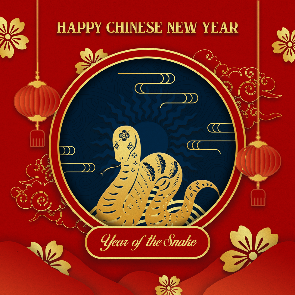 Chinese New Year Greeting Post Paper Style Social Media Post Template psd