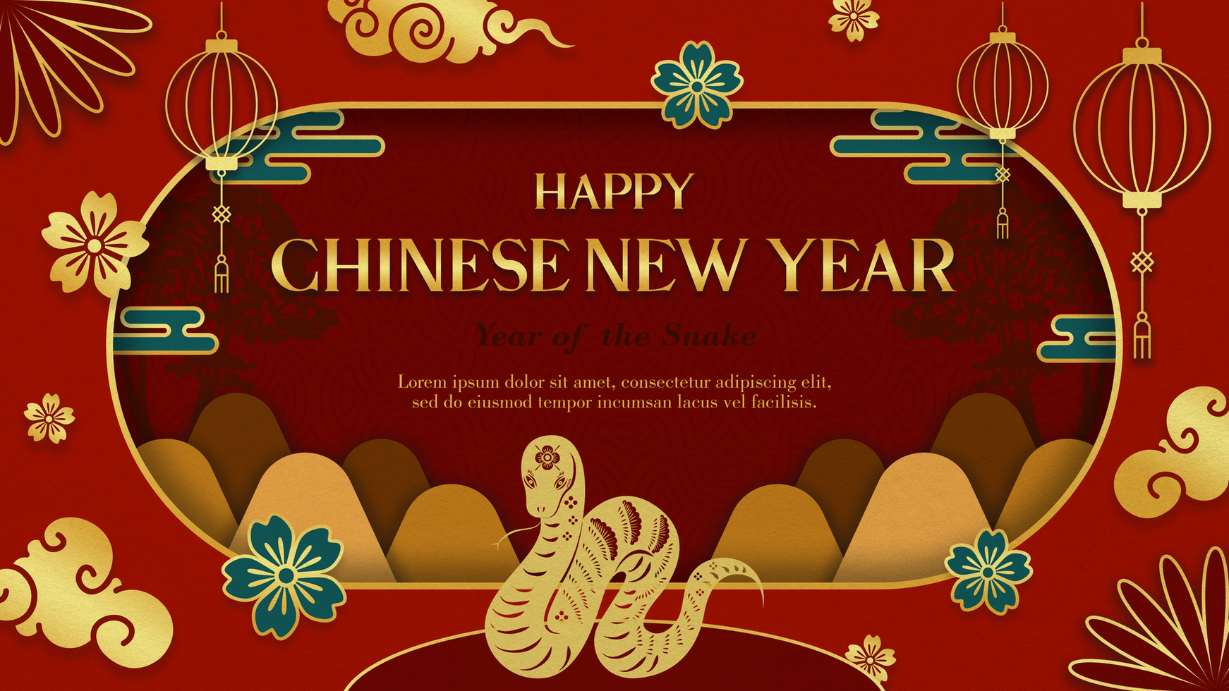 Paper Style Chinese New Year Elegant Theme Greeting Banner Design Template psd
