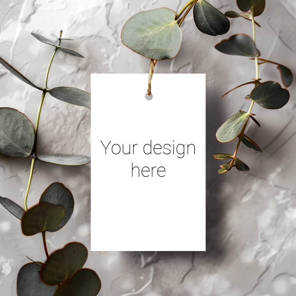 Mockup for label tag on marble background psd