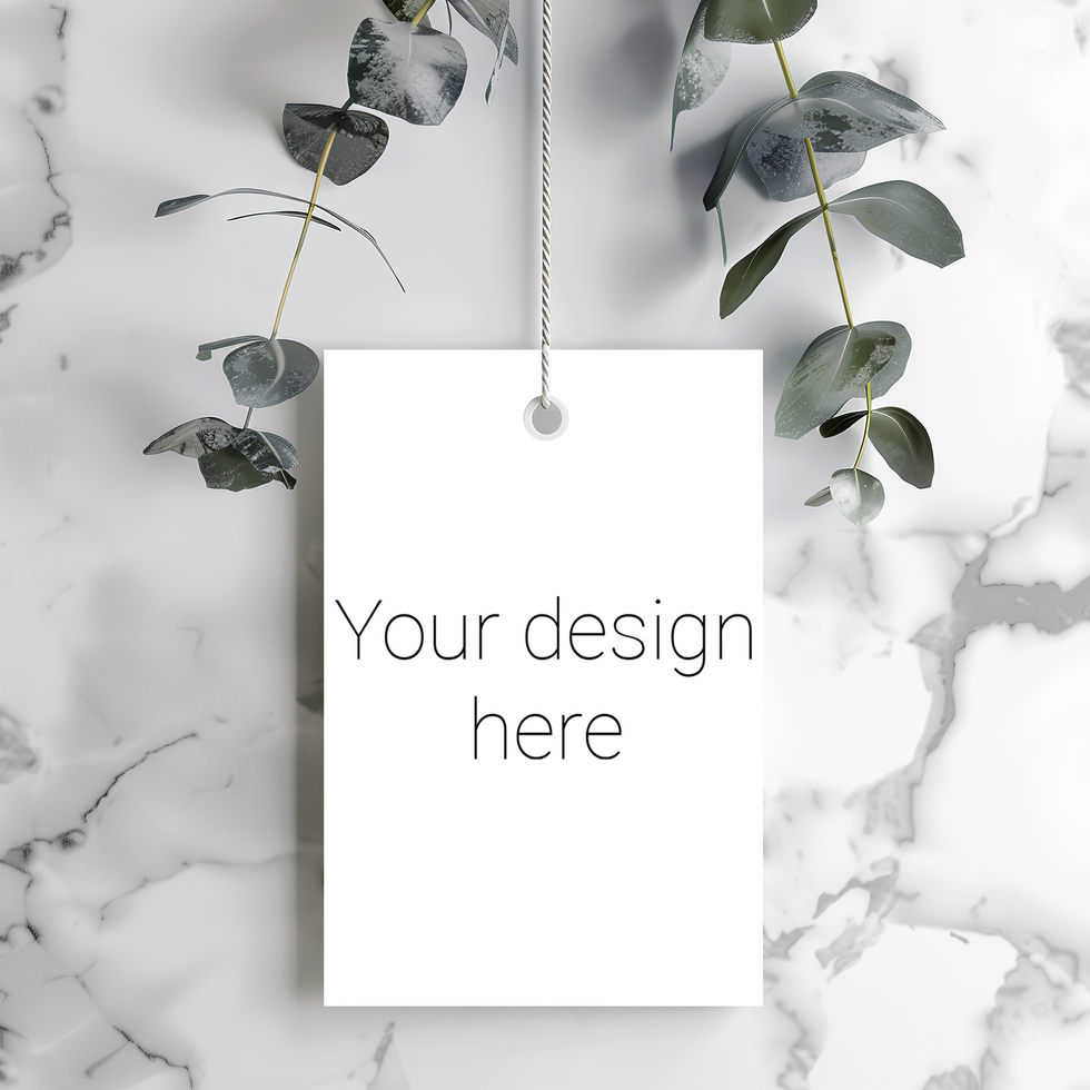 Mockup for label tag on marble background psd