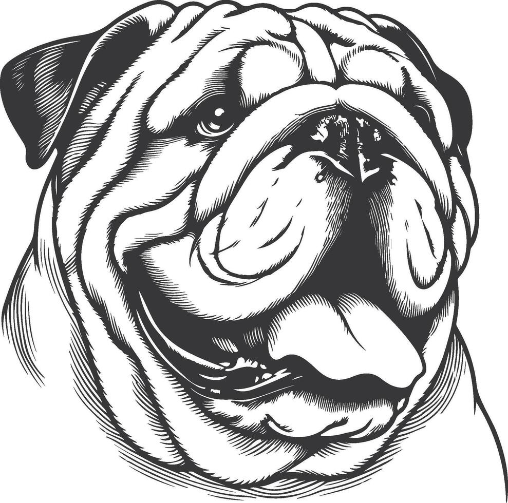 Line art French bulldog illustration. Ink style, cute animal for print linear silhouette. vector
