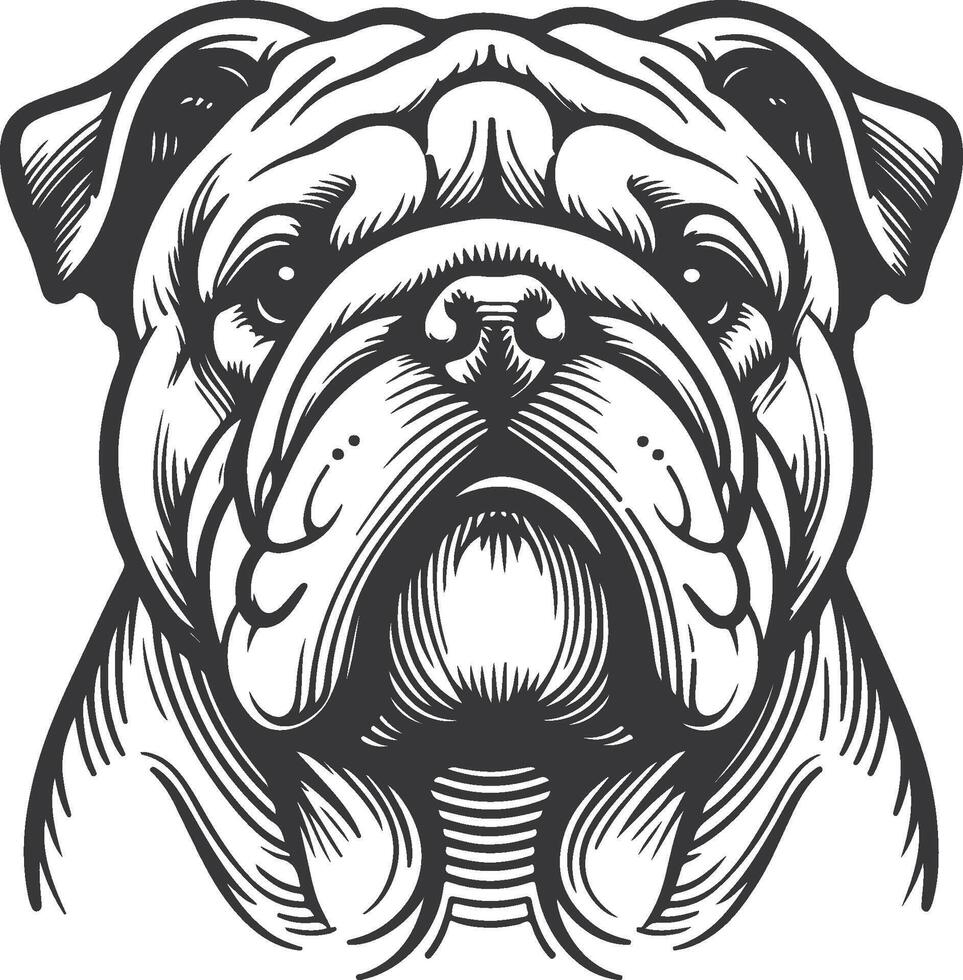 Line art French bulldog illustration. Ink style, cute animal for print linear silhouette. vector