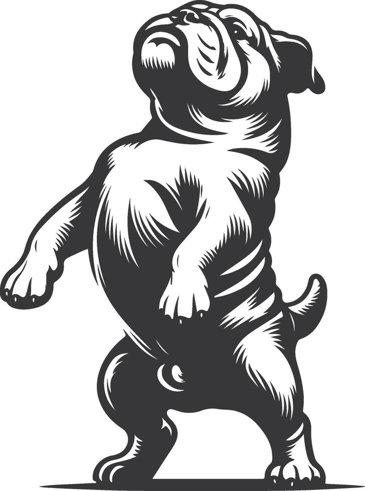 Standing on hind legs bulldog silhouette design. vector