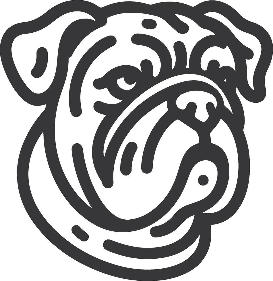 Line art French bulldog illustration. Ink style, cute animal for print linear silhouette. vector