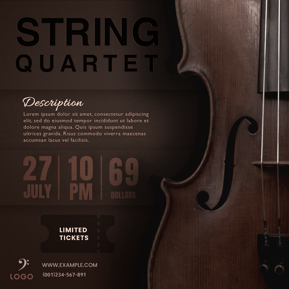 String Quartet Concert Poster Design psd