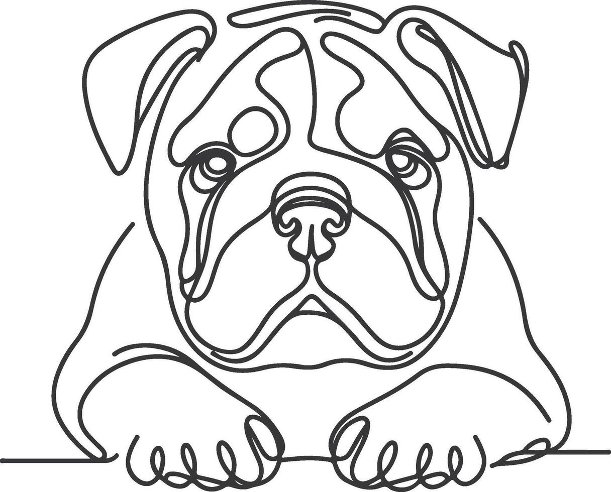 Line art French bulldog illustration. Ink style, cute animal for print linear silhouette. vector
