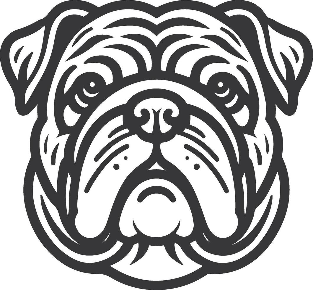 Line art French bulldog illustration. Ink style, cute animal for print linear silhouette. vector