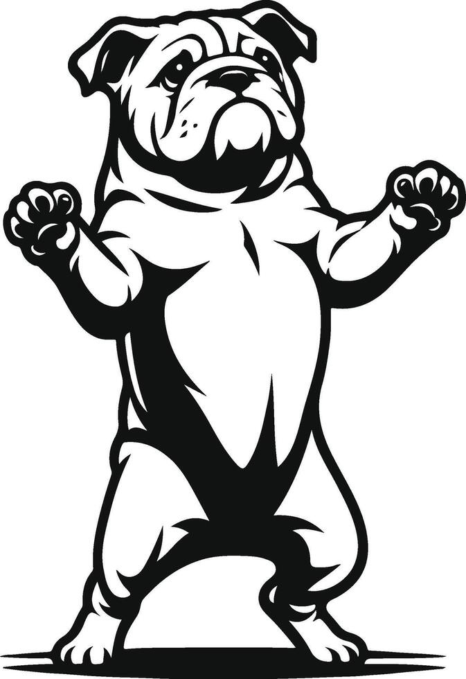 Standing on hind legs bulldog silhouette design. vector