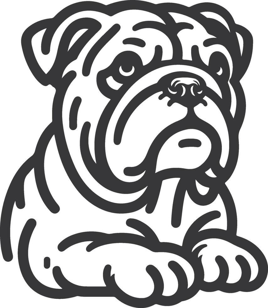 Line art French bulldog illustration. Ink style, cute animal for print linear silhouette. vector