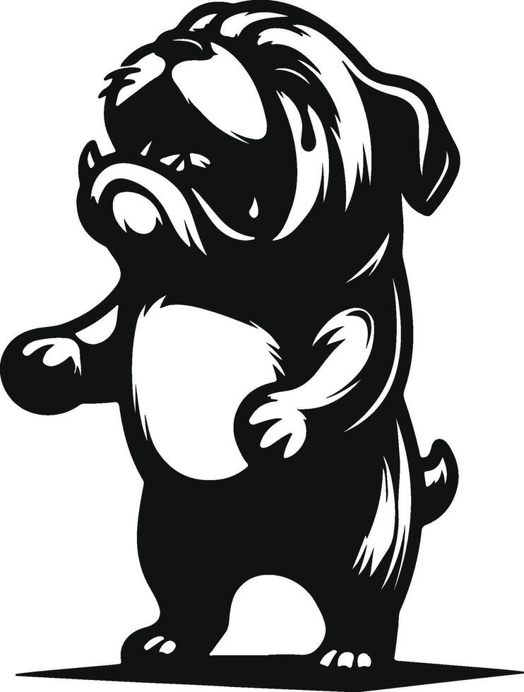 Standing on hind legs bulldog silhouette design. vector