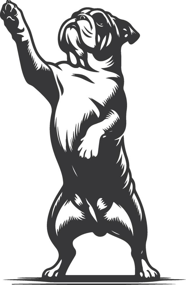 Standing on hind legs bulldog silhouette design. vector