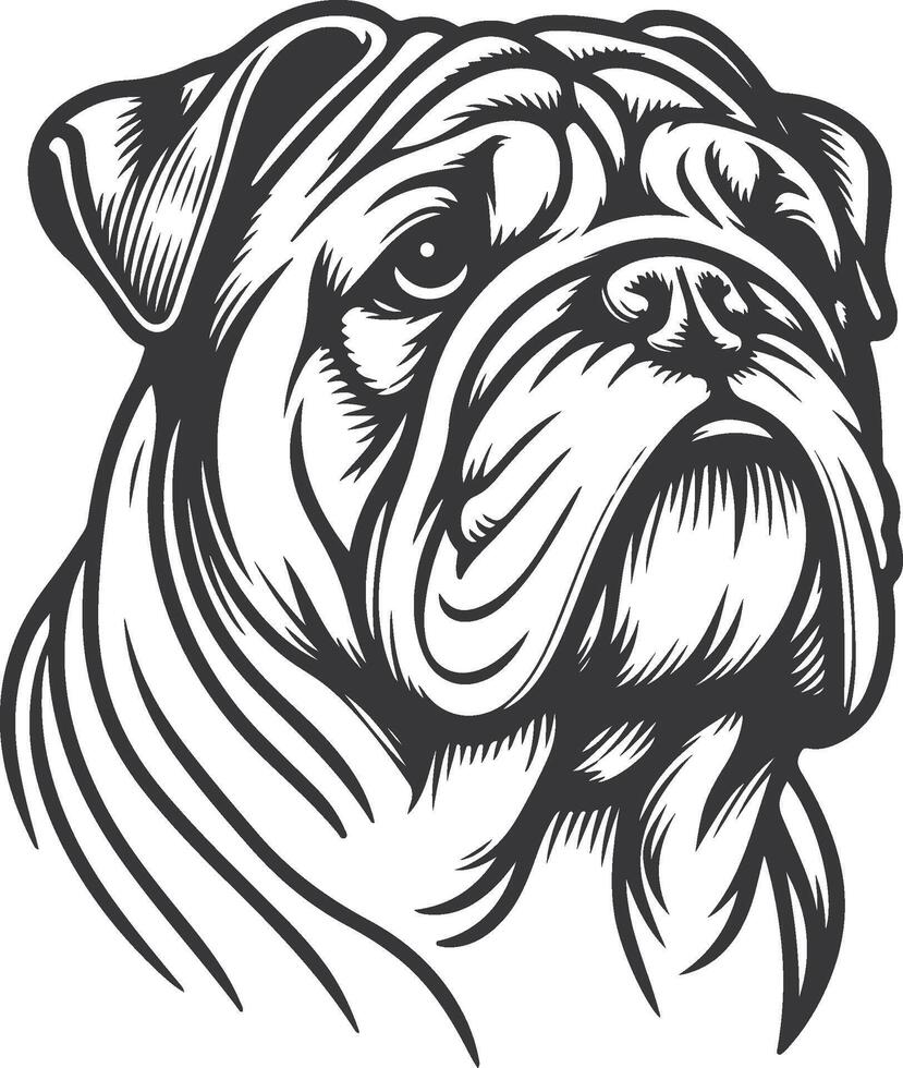 Line art French bulldog illustration. Ink style, cute animal for print linear silhouette. vector