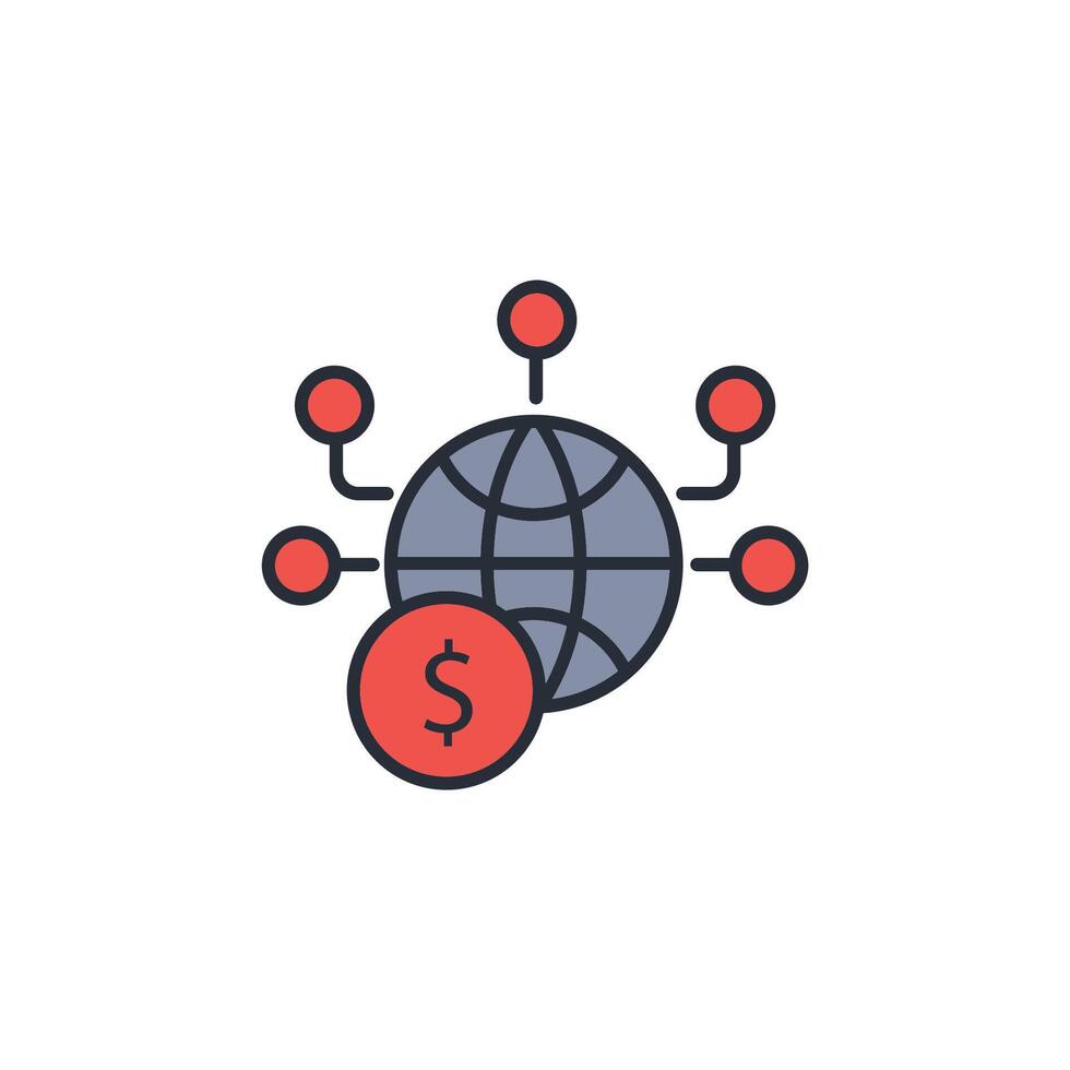 global dollar icon. .Editable stroke.linear style sign for use web design,logo.Symbol illustration. vector