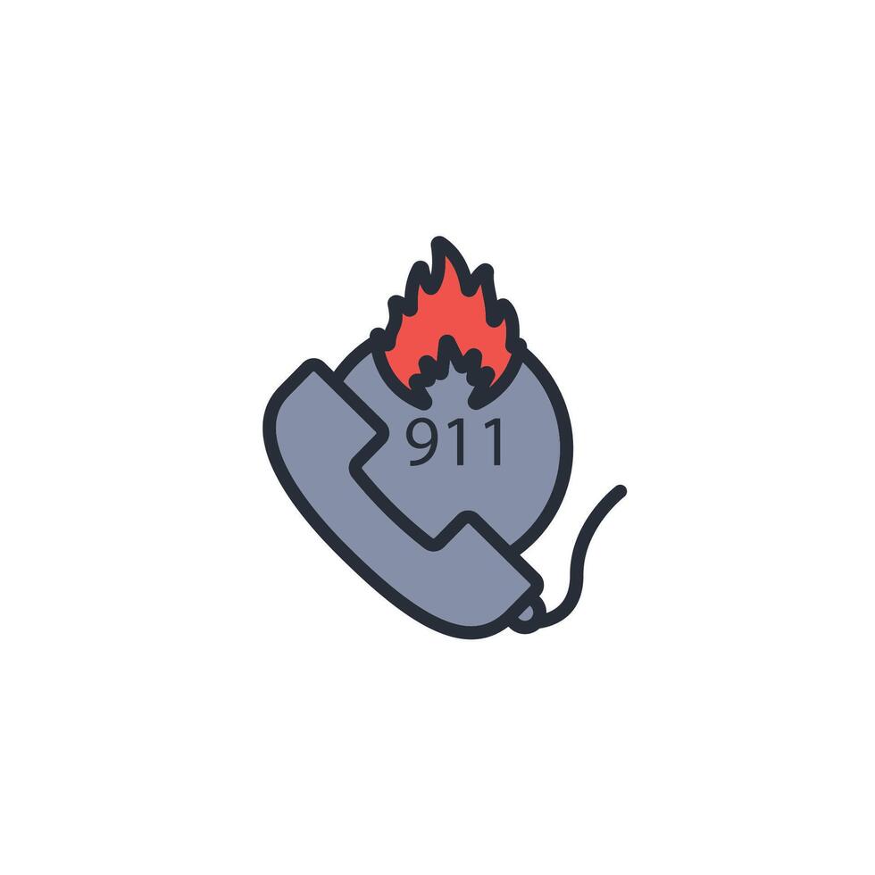 call 911 icon. .Editable stroke.linear style sign for use web design,logo.Symbol illustration. vector