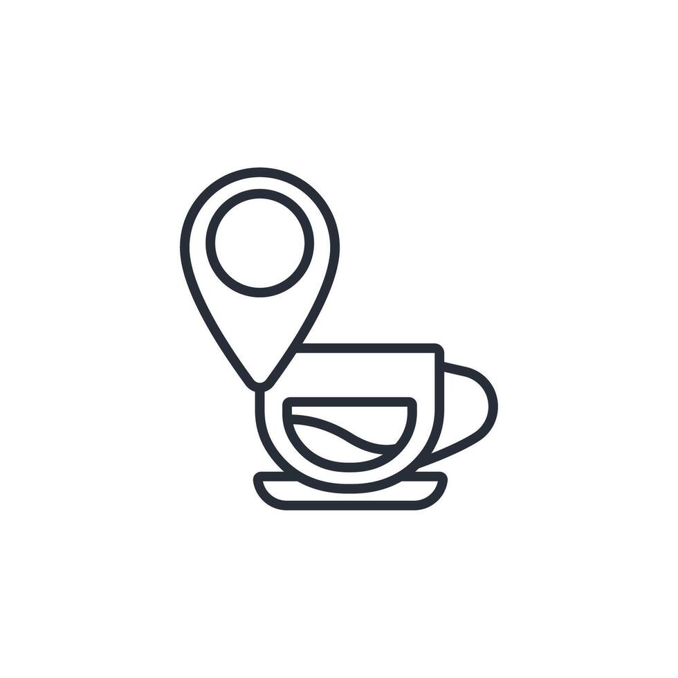 location coffe icon. .Editable stroke.linear style sign for use web design,logo.Symbol illustration. vector