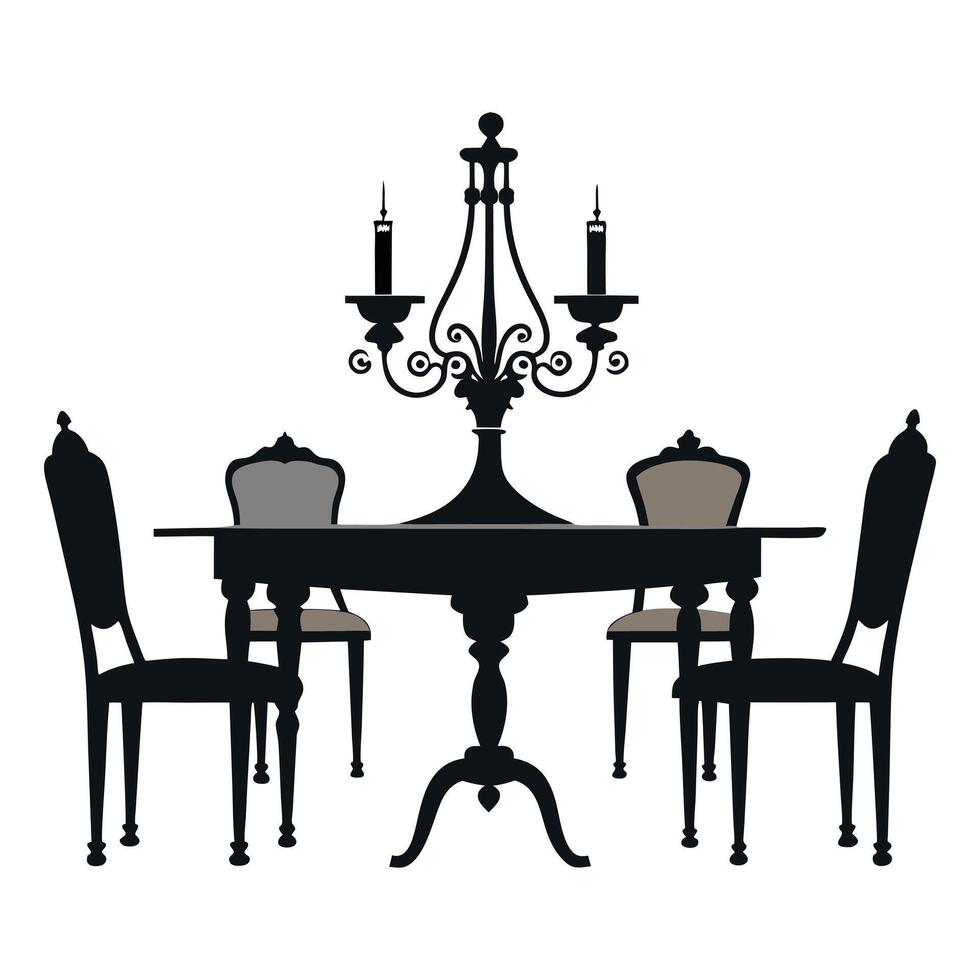 A Dining Table Silhouette Illustration vector