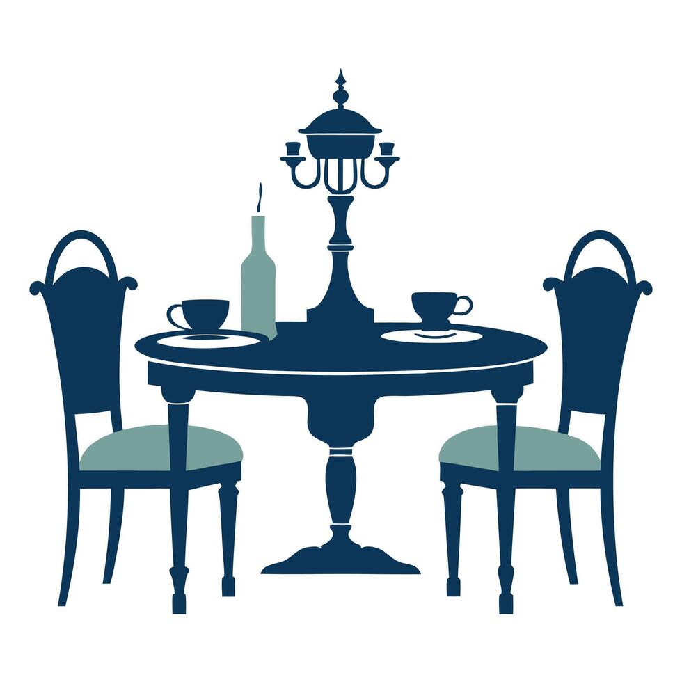 A Dining Table Silhouette Illustration vector