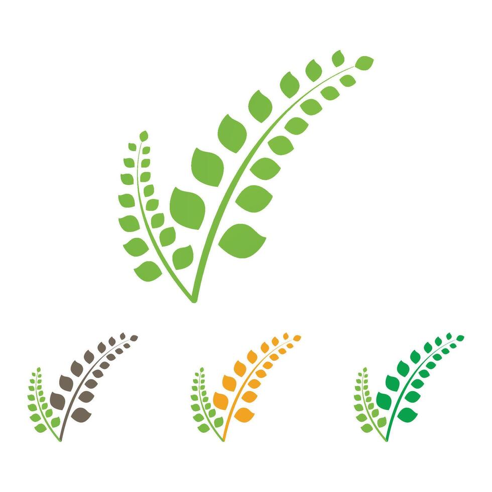 Collection of four green leaf and swirl eco-friendly logos. vector