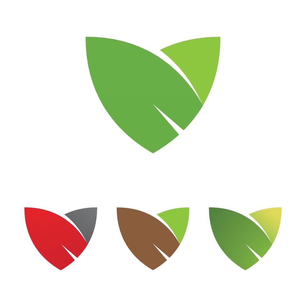 Collection of four green leaf and swirl eco-friendly logos. vector