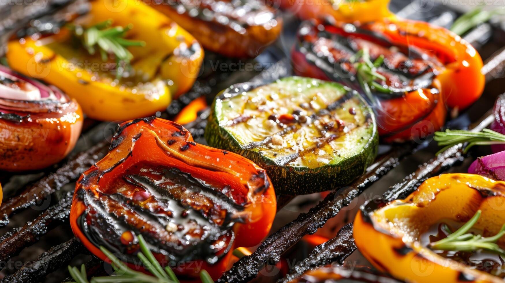 A simple and delicate marinade of avocado oil honey and garlic bringing out the natural flavors of grilled vegetables photo