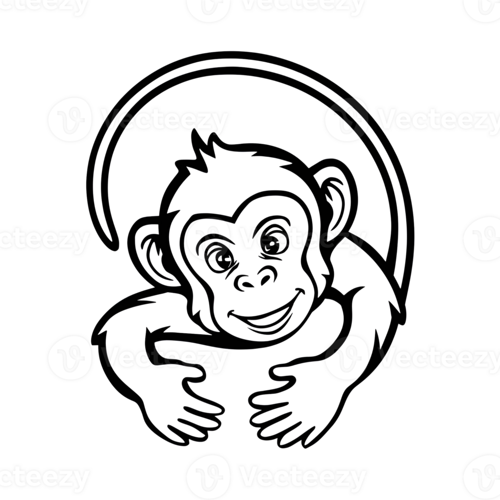 line art of a monkey png