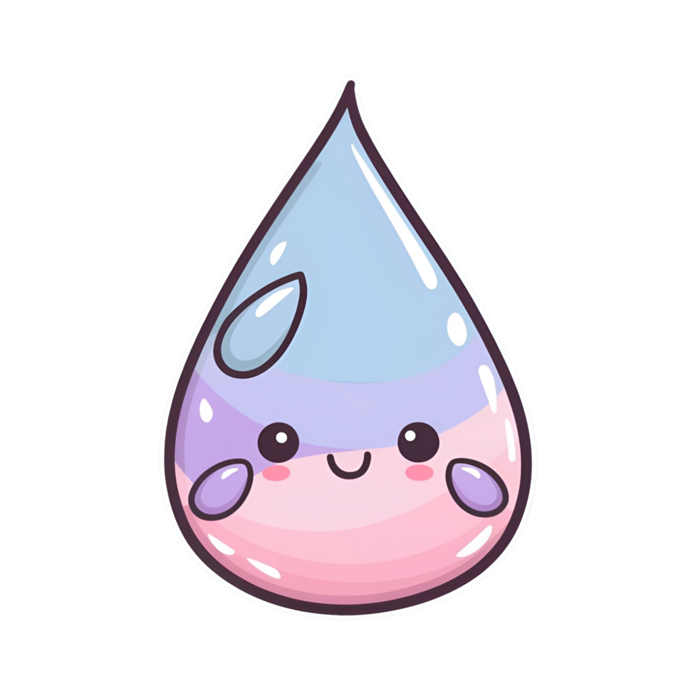 cartoon-style clipart image of a raindrop with pastel colors png