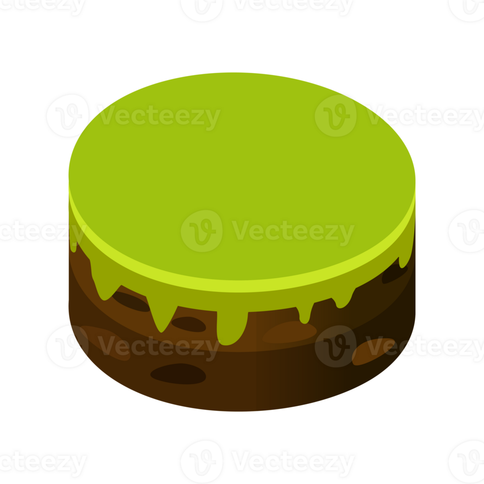 isometric island with grass, round blocks for infographic png