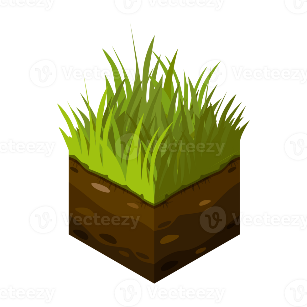 3D Isometric Landscape Cube - Ground Grass Element. Icon Can be used for Game, Web, Mobile App, Infographics. Game asset. png