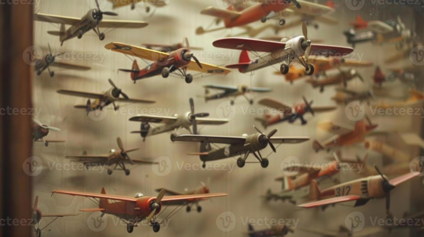 A collection of antique toy planes seemingly suspended in time transports us back to a simpler era of play photo
