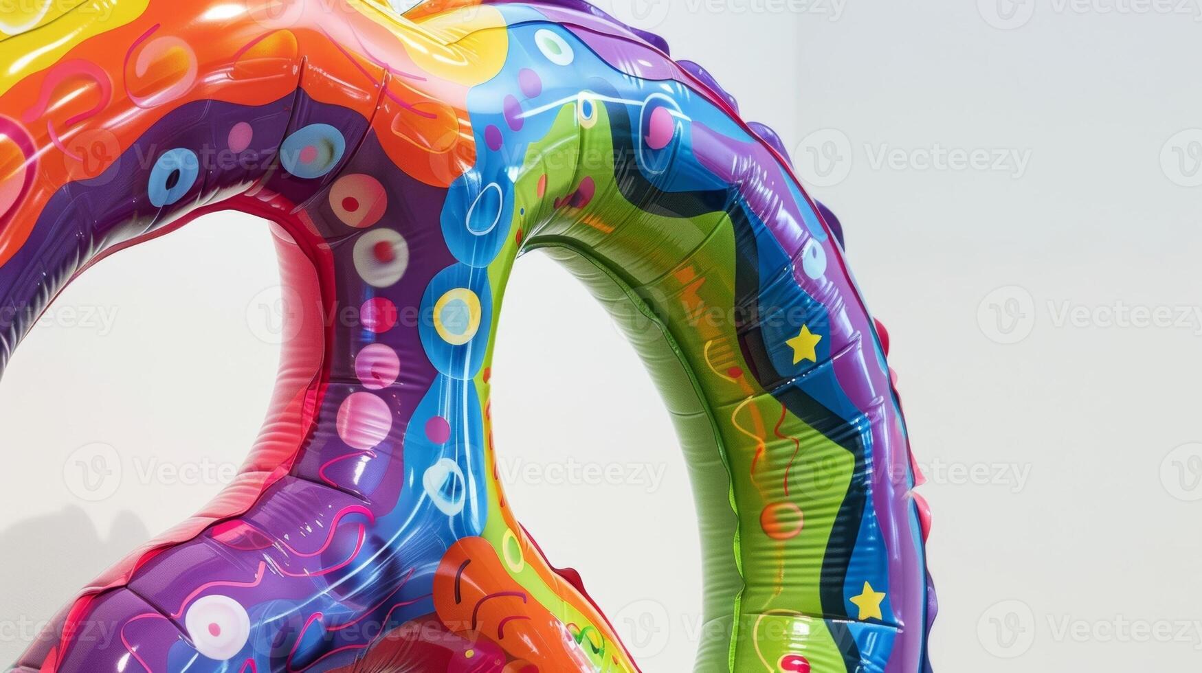 A rainbowcolored inflatable 3D peace sign with a whimsical and playful design symbolizing harmony and unity photo