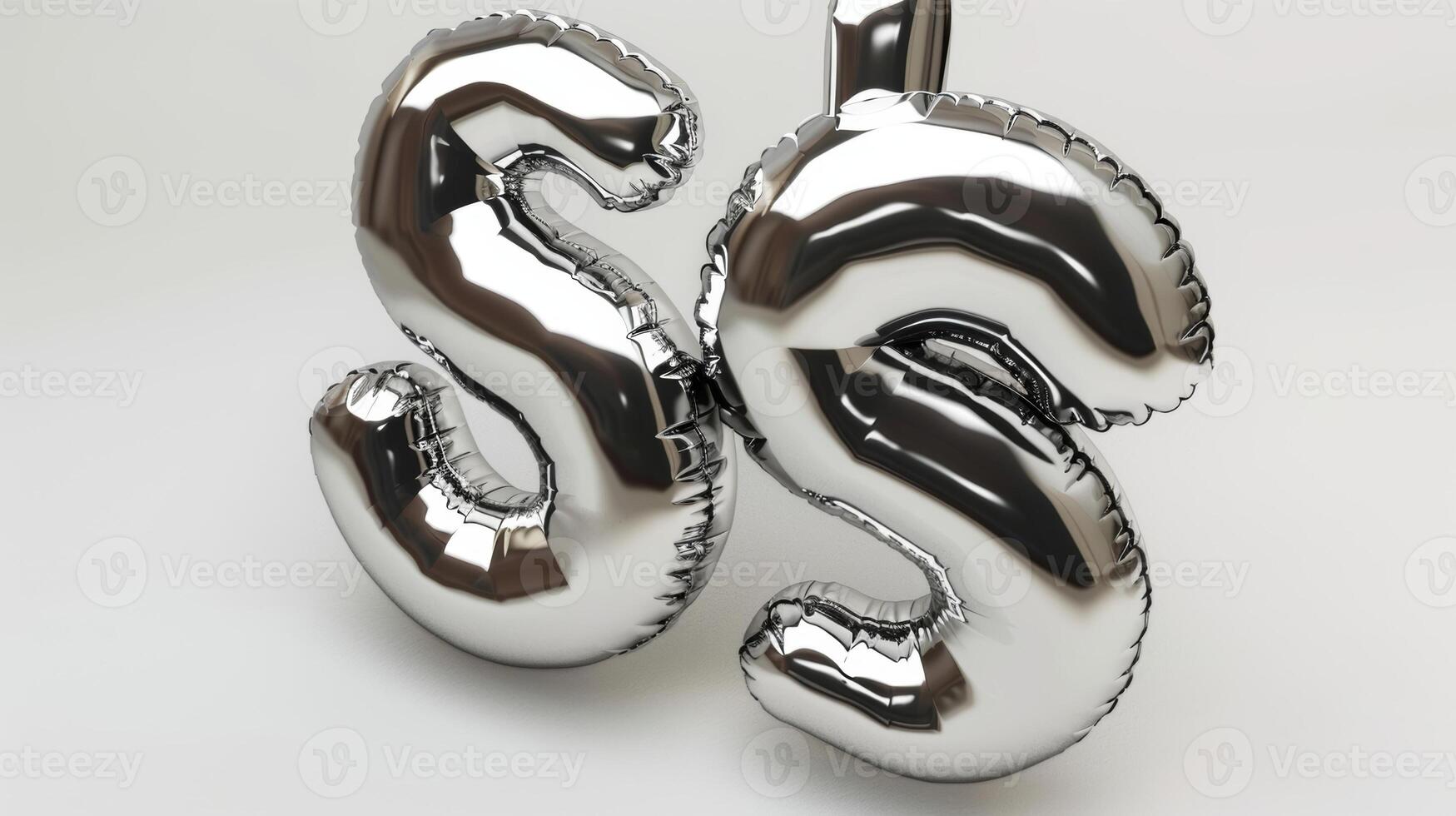 A silver inflatable 3D dollar sign with a shiny metallic surface and exaggerated curves symbolizing wealth and financial success photo