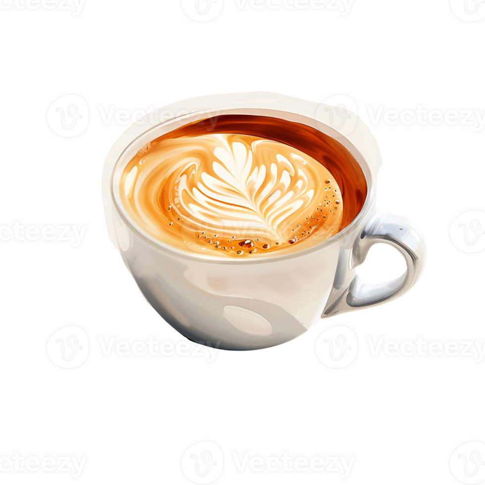 A Cup of Cappuccino Coffee Drink No Background Perfect for Print on Demand T Shirt Design Merchandise Image png
