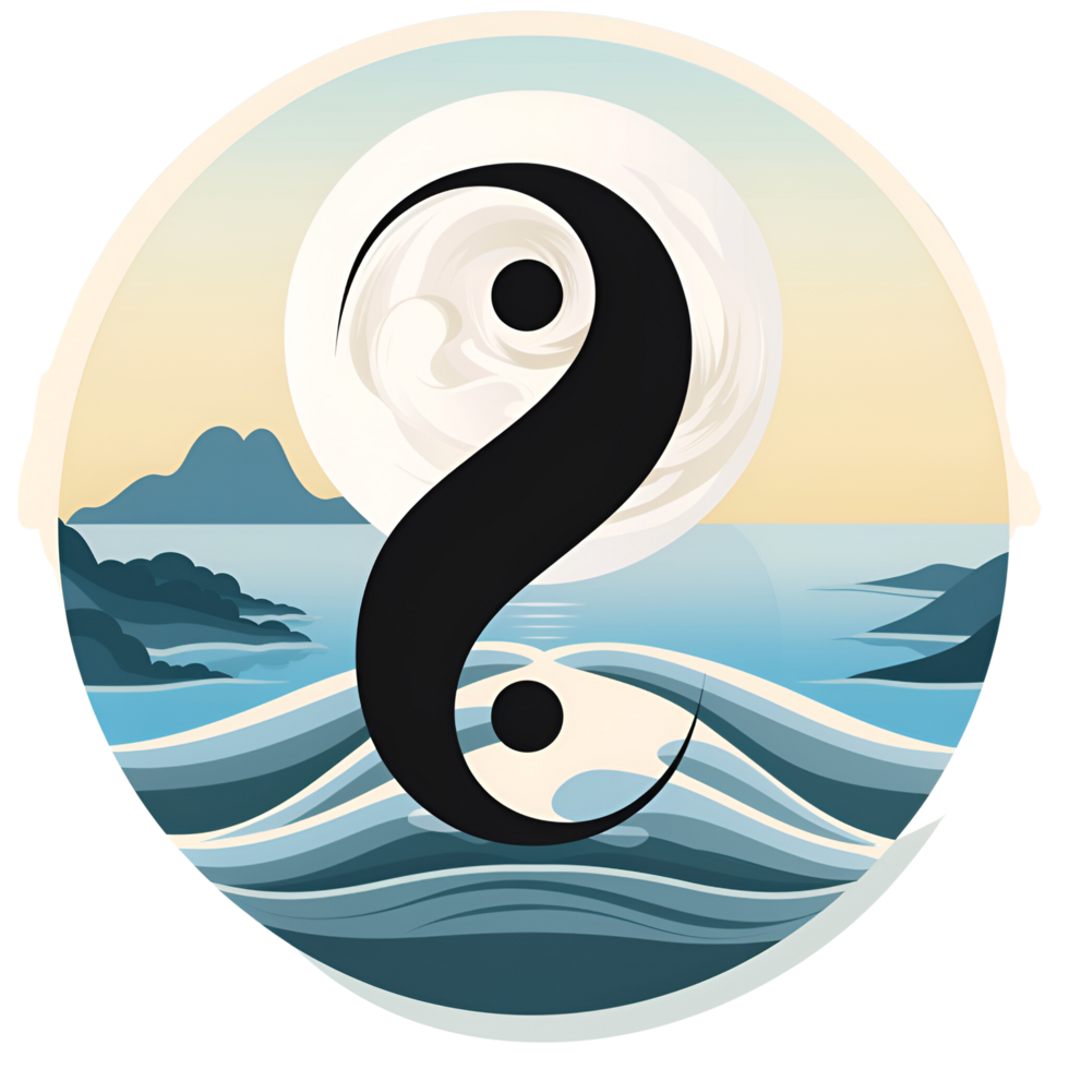 Artistic Design of Yin Yang Sign Logo Illustration no Background Perfect for T Shirt Design Print on Demand png